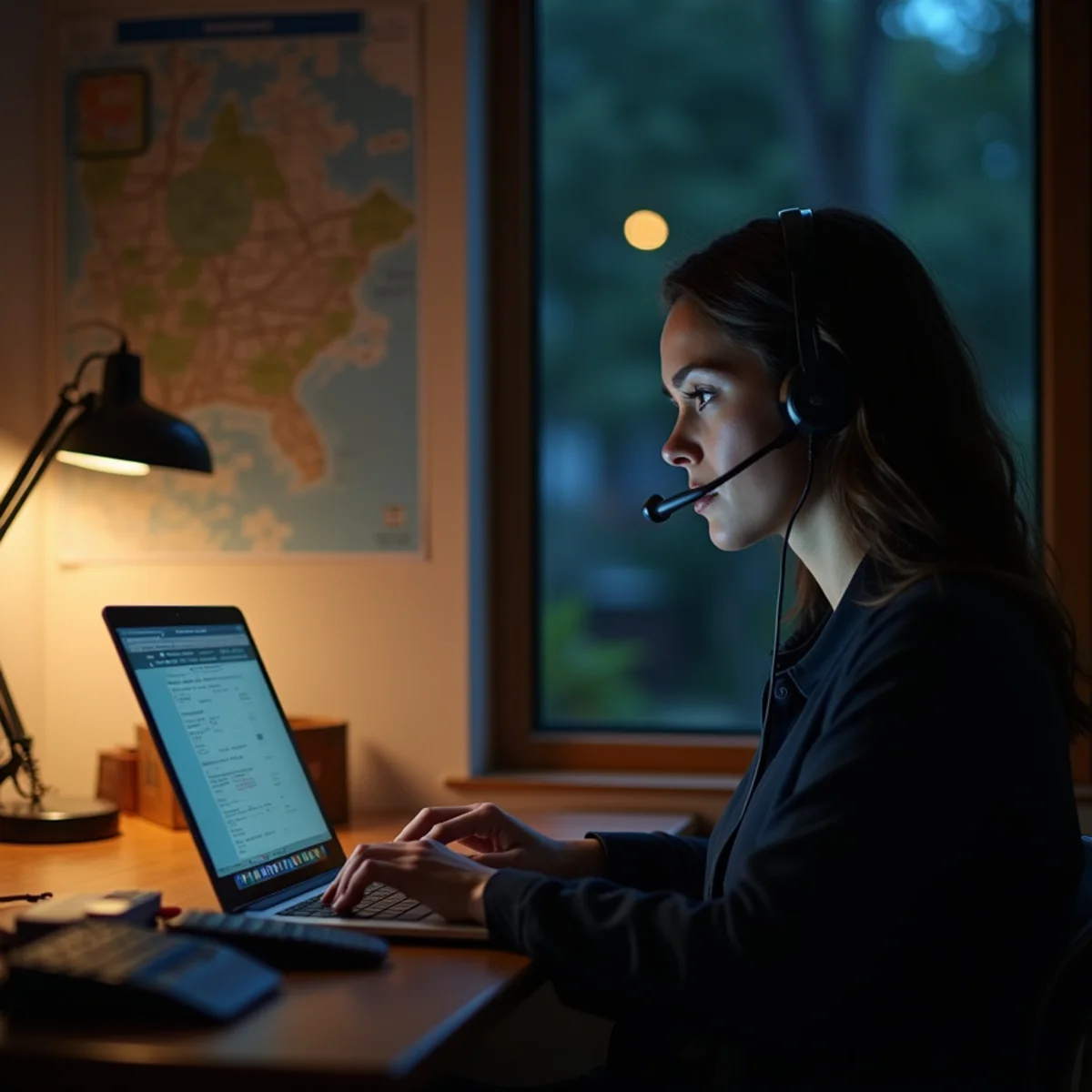 Dispatcher taking a late-night call about a burst pipe from a Davidson, NC homeowner